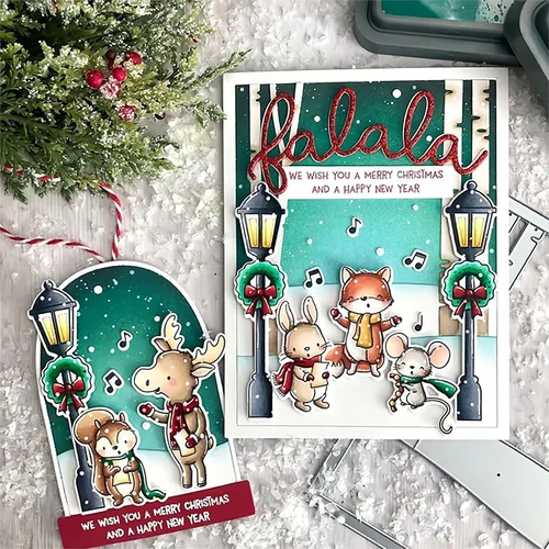 Miniatura 2 de FA La La La - Juego de sellos y troqueles de silicona transparente para hacer tarjetas, plantillas de corte para álbumes de recortes, álbum