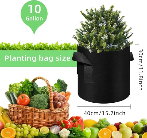 Miniatura 3 de Bolsas de cultivo de jardín de 5 galones, paquete de 60 macetas de tela de 5 galones, bolsas de cultivo no tejidas, macetas de tela de aireación