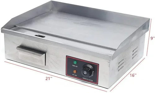 Miniatura 2 de Parrilla eléctrica comercial de 110 V 3000 W, parrilla eléctrica de Teppanyaki antiadherente, placa de cocina de 21 x 12 pulgadas, parrilla de mesa