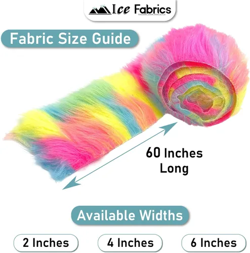 Miniatura 5 de Ice Fabrics Craft - Rollos precortados de tela de piel sintética, tiras de tela mohair de 2 x 60 pulgadas, súper suaves y mullidos, perfectos