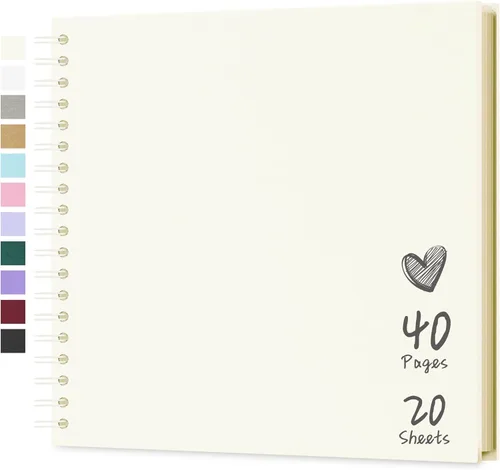 Miniatura 34 de Álbum de recortes de 7 x 7 pulgadas, álbum de recortes DIY de tapa dura de papel kraft, álbumes de fotos, 40 páginas, perfecto para fotos de 4 x 6