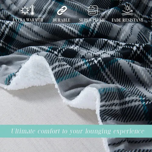 Miniatura 5 de Manta Elegant Comfort, reversible de franela sherpa, ultrasuave, peluda, acogedora y afelpada - Manta decorativa ligera para todas las estaciones