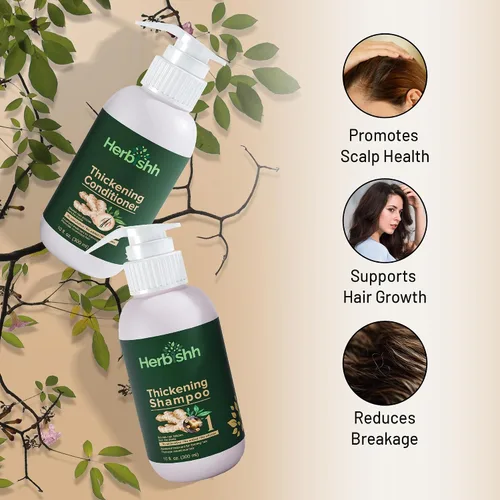 Miniatura 3 de Herbishh Champú espesante de extracto de jengibre y acondicionador para el engrosamiento del cabello, adecuado para todo tipo de cabello, sin
