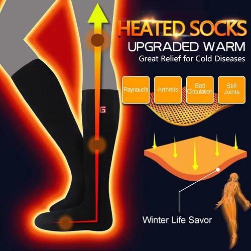 Miniatura 3 de Autocastle Calcetines calefactables con batería, kit de calcetines de calefacción eléctricos recargables para hombres y mujeres, medias térmicas