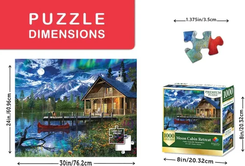 Miniatura 3 de Majestic by Springbok - Rompecabezas de 1000 piezas con diseño de cabaña de luna, fabricado en Estados Unidos, caja compacta