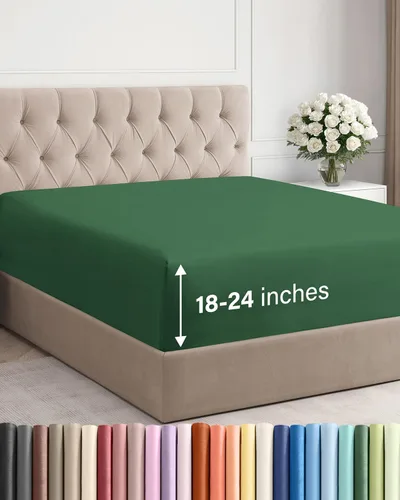 Miniatura 40 de Sábana bajera ajustable extra profunda tamaño completo – Sábana bajera individual de lujo para hotel únicamente – Se adapta fácilmente a colchones