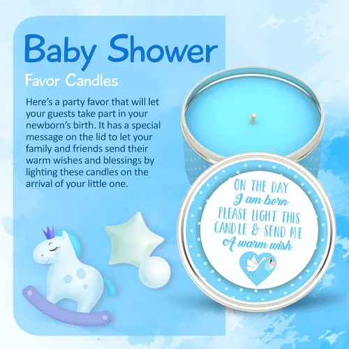 Miniatura 2 de Majestic Zen Juego de regalo de velas para baby shower, paquete de 9 velas de cera de soja perfumadas neutrales, aroma a polvo fresco para bebé, 30