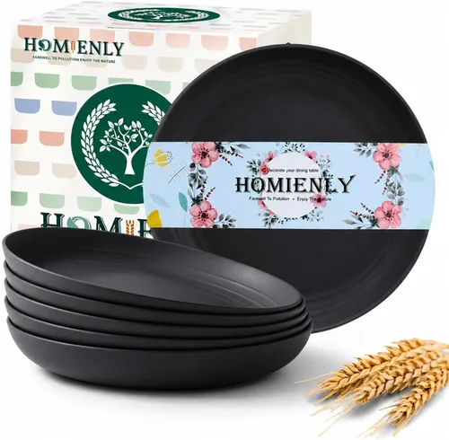 Miniatura 10 de Homienly Juego de 6 platos pequeños de postre de 8 pulgadas, platos profundos de paja de trigo irrompibles para fiestas, campamento, microondas