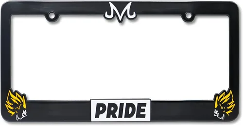 Saiyan Pride V2 - Marco de matrícula elevado en 3D, 1 paquete de cubierta de placa de carácter, soporte universal para placa de automóvil de EE.