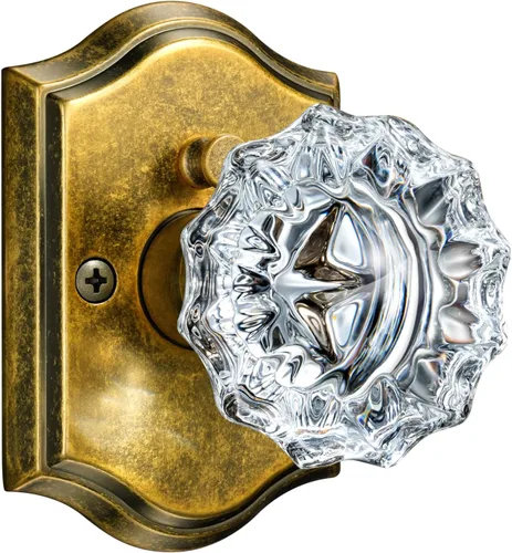 Pomos de puerta de cristal para interiores, pomos de puerta de cristal de latón envejecido con cerradura para uso de privacidad, pomos de puerta de