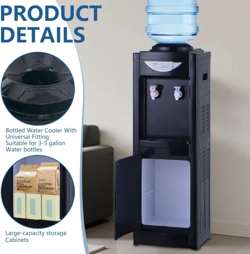 Miniatura 4 de Dispensador de agua enfriador, dispensador de agua de carga superior para agua caliente y fría, dispensador de agua de 5 galones con cerradura