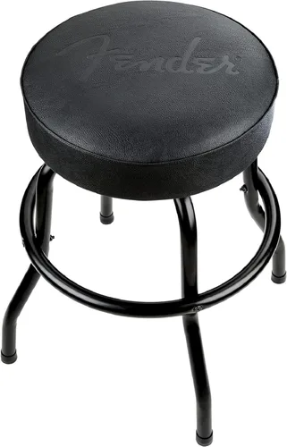 Taburete giratorio con logo en relieve negro de Fender, excelentes regalos para papá, con 1 año de garantía limitada, montaje simple, negro/negro,