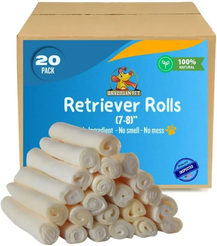 Miniatura 6 de Brazilian Pet Rollos Retriever Premium de 10-11 pulgadas (paquete de 18) - 100% natural hoja individual de cuero crudo
