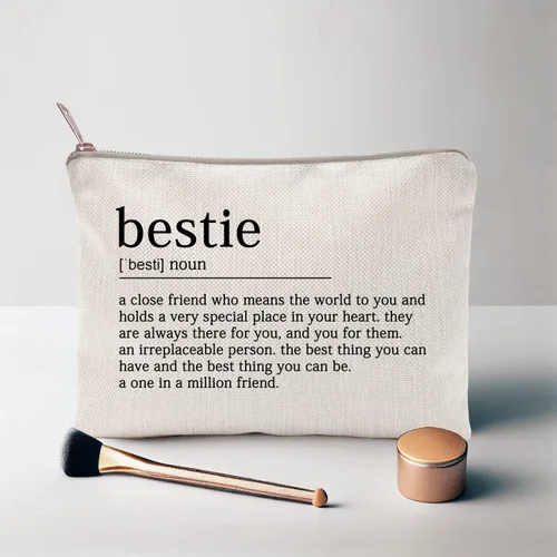 Miniatura 3 de Estuche de maquillaje para mejor amiga, bolsa de cosméticos para ella, para hermana, cumpleaños, neceser, regalo, citas de motivación, regalo