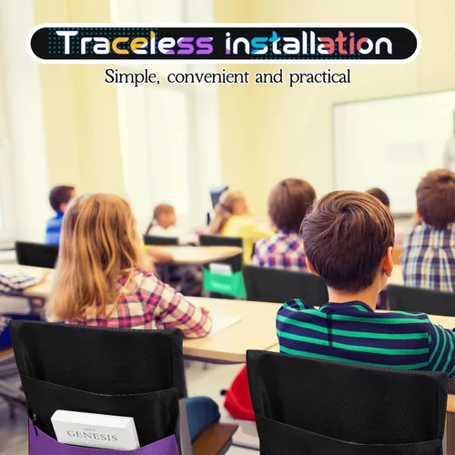 Miniatura 6 de Maitys 24 bolsillos de almacenamiento para sillas de 16 x 19 pulgadas, organizador grande para asientos de aula, almacenamiento de asientos de 8