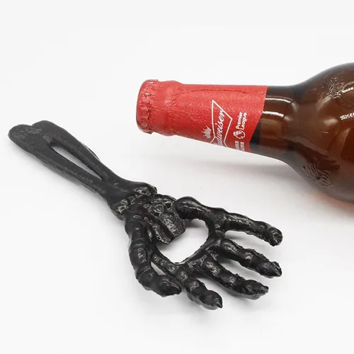 Miniatura 3 de Paquete de 2 abridores de botellas de mano de esqueleto, abridor de botellas de hierro fundido para cerveza, bebidas, refrescos