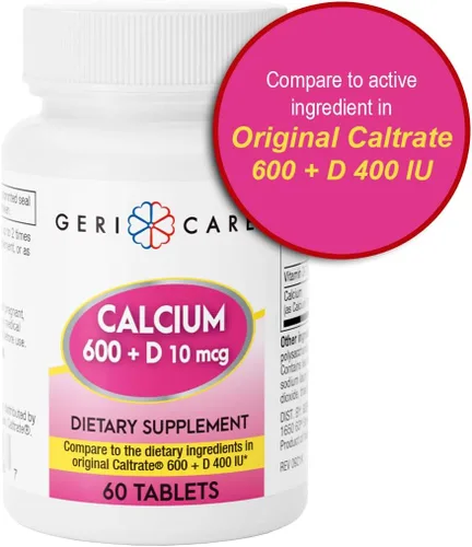 Miniatura 6 de GeriCare Calcio 600mg - Vitamina D 10mcg Tabletas - Salud ósea - Suplemento nutricional, 60 unidades (paquete de 1)