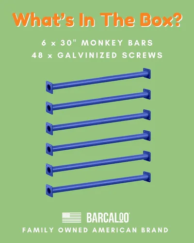 Miniatura 4 de Barcaloo Barras de mono de 30 pulgadas para equipo de patio trasero y accesorios para casa del árbol, paquete de 6 barras de mono azul