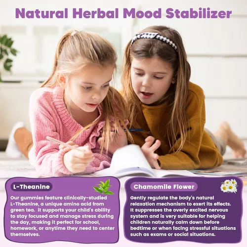Miniatura 4 de Gomitas de glicinato de magnesio para niños y adultos, suplemento de magnesio de 400/200 mg con L-teanina, manzanilla, D3 y K2, gomitas para dormir