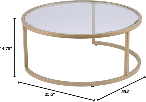 Miniatura 16 de SEI Furniture Evelyn Glam - Mesa auxiliar anidable (2 unidades), color dorado