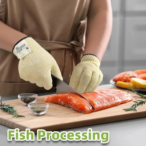 Miniatura 5 de Guantes Schwer SlicePro ultraduraderos resistentes a cortes ANSI A9 PR1501, guante de corte reforzado 10X de grado alimenticio, guantes de mandolina