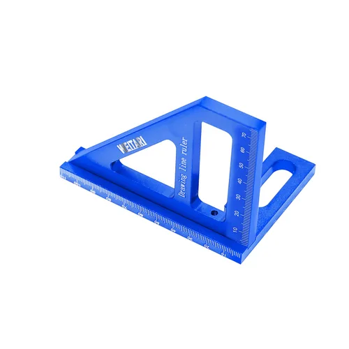Miniatura 2 de Regla triangular de 45/90 grados, aleación de aluminio, 4.41 pulgadas, azul