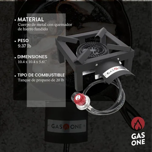 Miniatura 2 de GasOne - Quemador de propano individual de alta presión, cocina al aire libre con escudo térmico y protector - Cabezal de quemador de propano