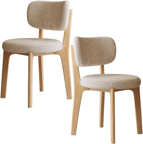 Miniatura 55 de YVYKFZD Solid Wood Dining Chairs, Fabric Dining Room Chair Set of 2/4/6, Upholstered Kitchen Chairs with Curved Backrest, Armless Living Room Chair