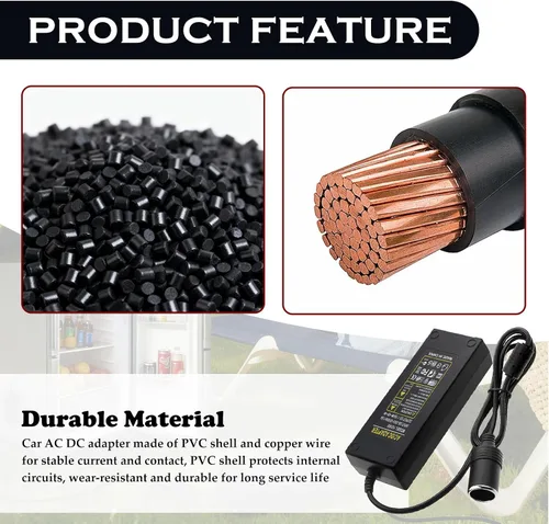 Miniatura 3 de Convertidor de 3 pines de 110V a 12V, convertidor de 120W 10A CA a CC, adaptador de encendedor de cigarrillos a enchufe de pared, adaptador de CA CC