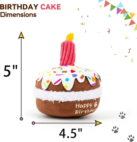 Miniatura 4 de lilfrd Juguete de cumpleaños para perros, juguetes de pastel de cumpleaños para regalos de cachorros, juguetes de peluche chirriantes para perros