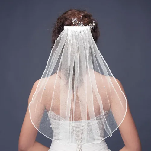 Miniatura 4 de Amaxiu Velos cortos de novia de boda, peine de velo de catedral nupcial de 1 nivel, tocado de boda de tul para la primera comunión velos diadema