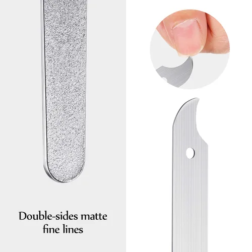 Miniatura 2 de Mudder Paquete de 8 limas de uñas de diamante de acero inoxidable de doble cara de metal para uñas de los pies, manicura para mujeres y hombres
