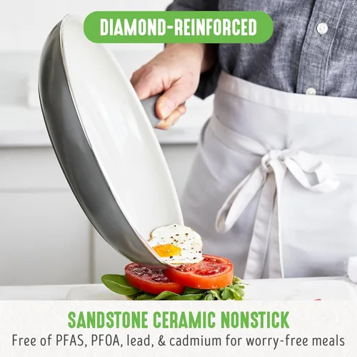 Miniatura 2 de GreenLife Soft Grip - Sartén antiadherente de cerámica saludable de 8 pulgadas, sin PFAS ni PFOA, apta para lavavajillas, sartén para tortilla