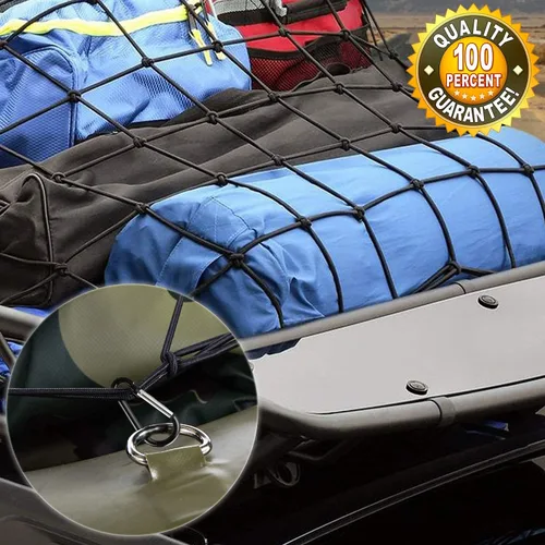 Miniatura 8 de Red de carga de látex natural para techo de SUV 3 x 4 pies se estira hasta 6 x 8 pies, red pequeña elástica para cama de camioneta 12