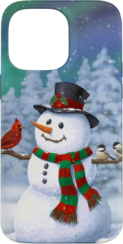 Miniatura 29 de Funda para iPhone 17 con diseño de muñeco de nieve y pájaros en invierno
