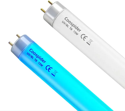 COOSPIDER T8 F1515W U/V BL CFL - Bombilla compacta, tubo recto de repuesto para zapper eléctrico interior de 30 W, tubo de luz azul de 18 pulgadas