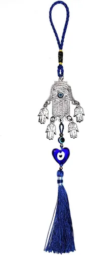 Miniatura 8 de LUCKBOOSTIUM Elegante adorno colgante de mano Hamsa plateado – Dije y signo de buena suerte y bendición – Accesorios decorativos para el hogar