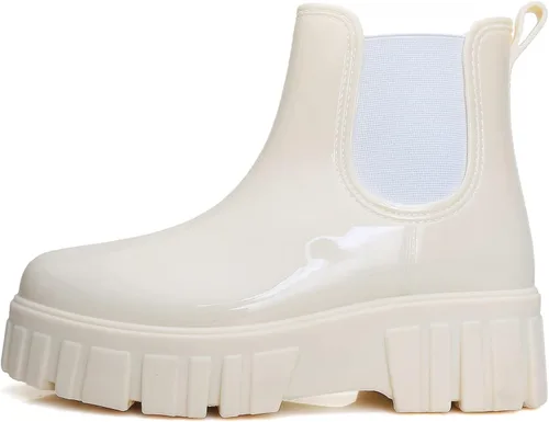 RIUETAR Rain Boots for Women Men, Comfort Lightweight Waterproof Garden Boots, Platform Rubber Chelsea Ankle Rain Boots, Adult Cute Soft Insole