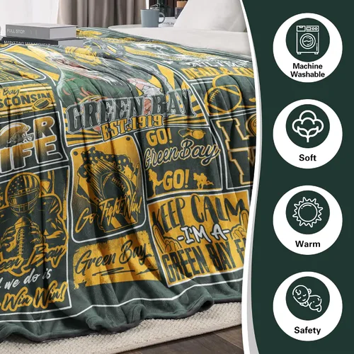 Miniatura 7 de Manta de fútbol para fanáticos, regalos para hombres de 80"x60", manta deportiva para mujeres, manta de estilo de fútbol, mercancía y equipo Manta