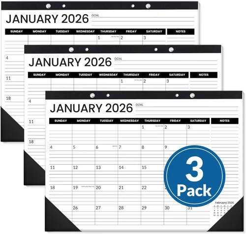 SUNEE Calendario de escritorio 2026, 3 paquetes, calendario de 18 meses, octubre de 2025 a marzo de 2027, calendario de escritorio de 17 x 12