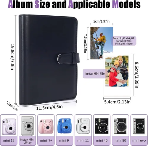 Miniatura 2 de Mini álbum de 108 bolsillos compatible con película Fujifilm Instax Mini, adecuado para Instax Mini 12/11/7+/40/9/Evo/Link 2, álbum de fotos de 2 x