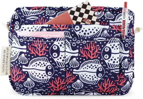 Miniatura 14 de qianshan Organizador de Portafolio con Múltiples Bolsillos, Bolsa de Cosméticos Impermeable con Cremallera de Viaje, Bolsa de Almacenamiento