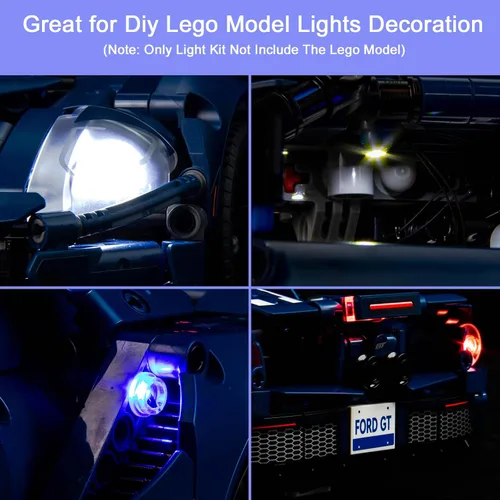 Miniatura 2 de Kit de luces mejorado compatible con el modelo de auto Lego Technic Ford GT 2022 42154, decoración de luces compatible con 42154 (modelo no incluido)
