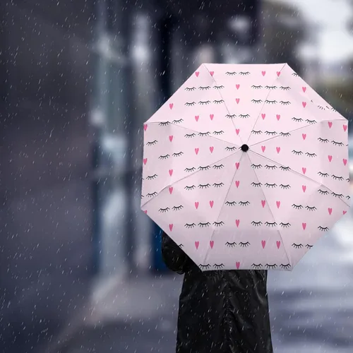 Miniatura 3 de DHDM Paraguas automático para lluvia y sol, paraguas plegable con estampado de sombrilla de playa para hombre y mujer
