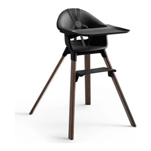 Stokke Clikk Silla Alta, Negro/Marrón Cálido - Silla Alta Todo en Uno con Bandeja + Arnés - Ligera, Duradera y Apta para Viajes - Ergonómica con