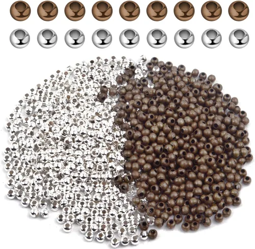 Miniatura 10 de Aylifu 2250 cuentas de tubo para hacer joyas, extremos redondos y sueltos, cuentas espaciadoras de metal para hacer joyas, 2 tamaños, 6
