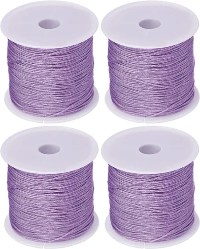 Miniatura 7 de HARFINGTON 4 rollos de hilo de nailon para anudar 0.031 in, 50 yardas de nailon trenzado para manualidades, cuerda de satén para pulsera, collar