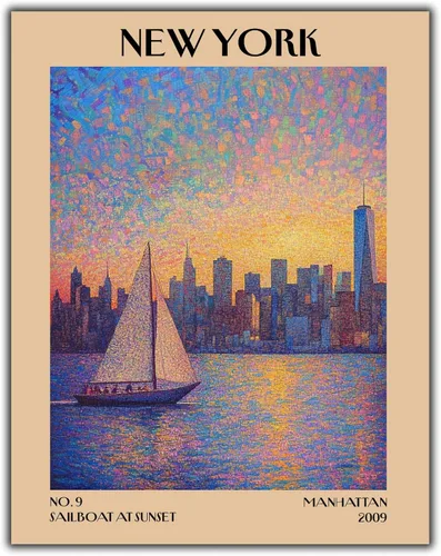 Miniatura 21 de K&L DESIGN CO. Impresión artística retro vintage de Nueva York, póster sin marco de 11 x 14 pulgadas, recuerdos de la ciudad de Nueva York, bonita