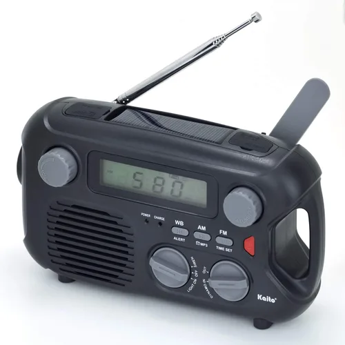 Miniatura 2 de Kaito Radio de emergencia KA580 Digital Solar Dynamo Crank Wind Up AM/FM y NOAA receptor de radio meteorológico con alerta en tiempo real, Negro