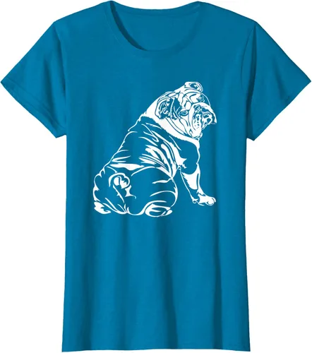 Miniatura 105 de Gracioso Bulldog Inglés playera perro Hund playera regalo, Azul (Heather blue)